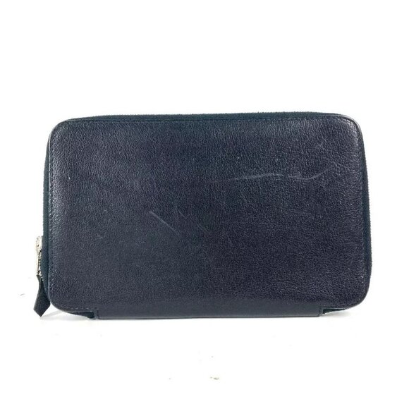 HERMES Zip Around System notebook stationery Notebook cover Leather Black